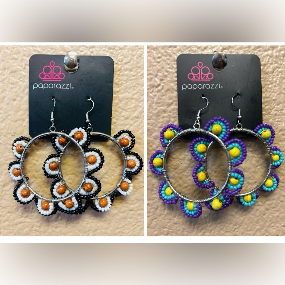 Paparazzi Vibrant Beaded Hoop Earrings- 2 Earrings Set, NWOT
